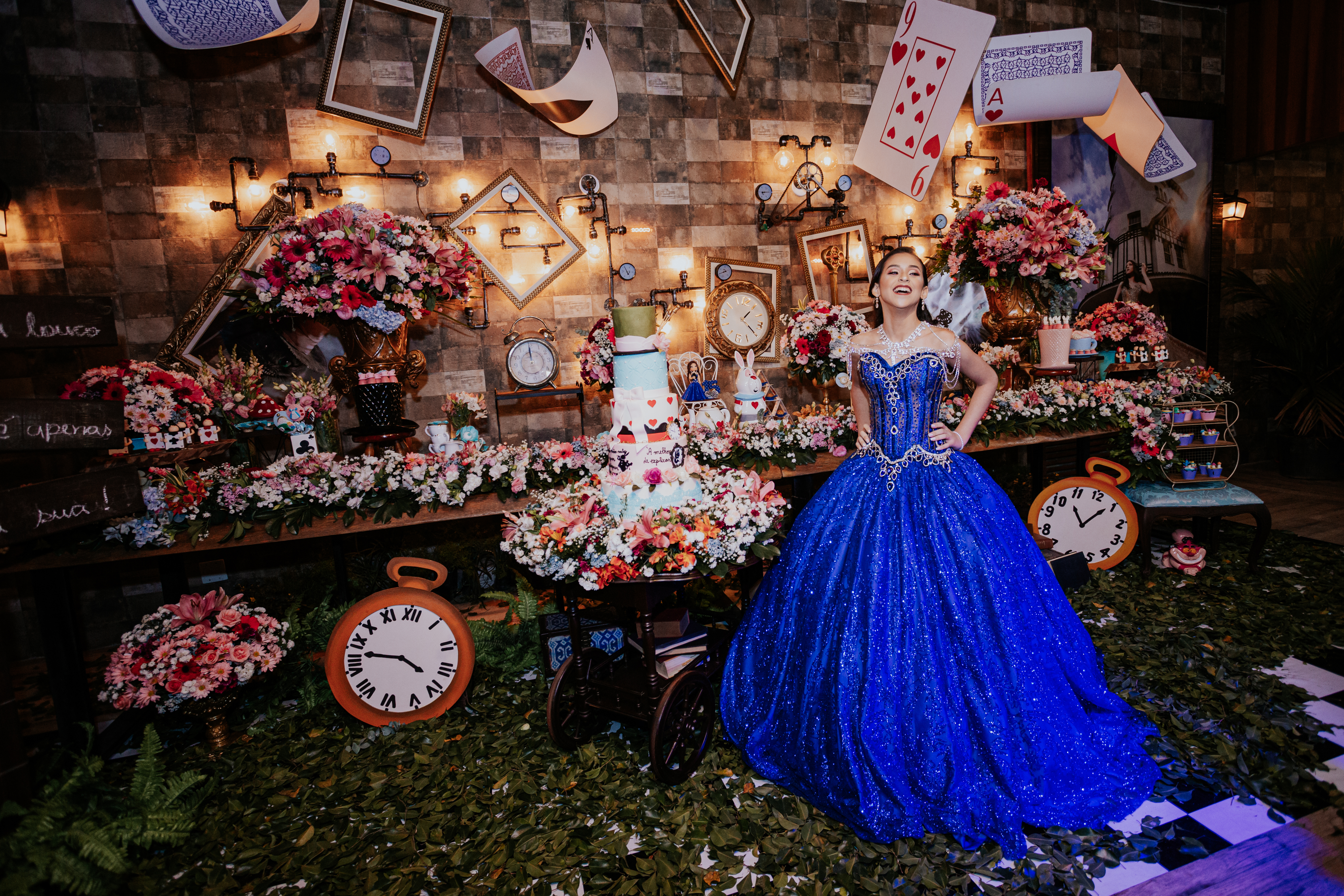 decoração de aniversário de 15 anos azul