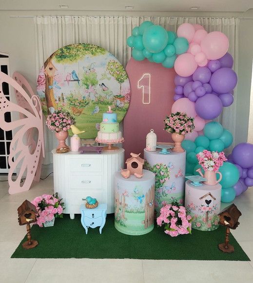 decoração de aniversário do jardim encantado