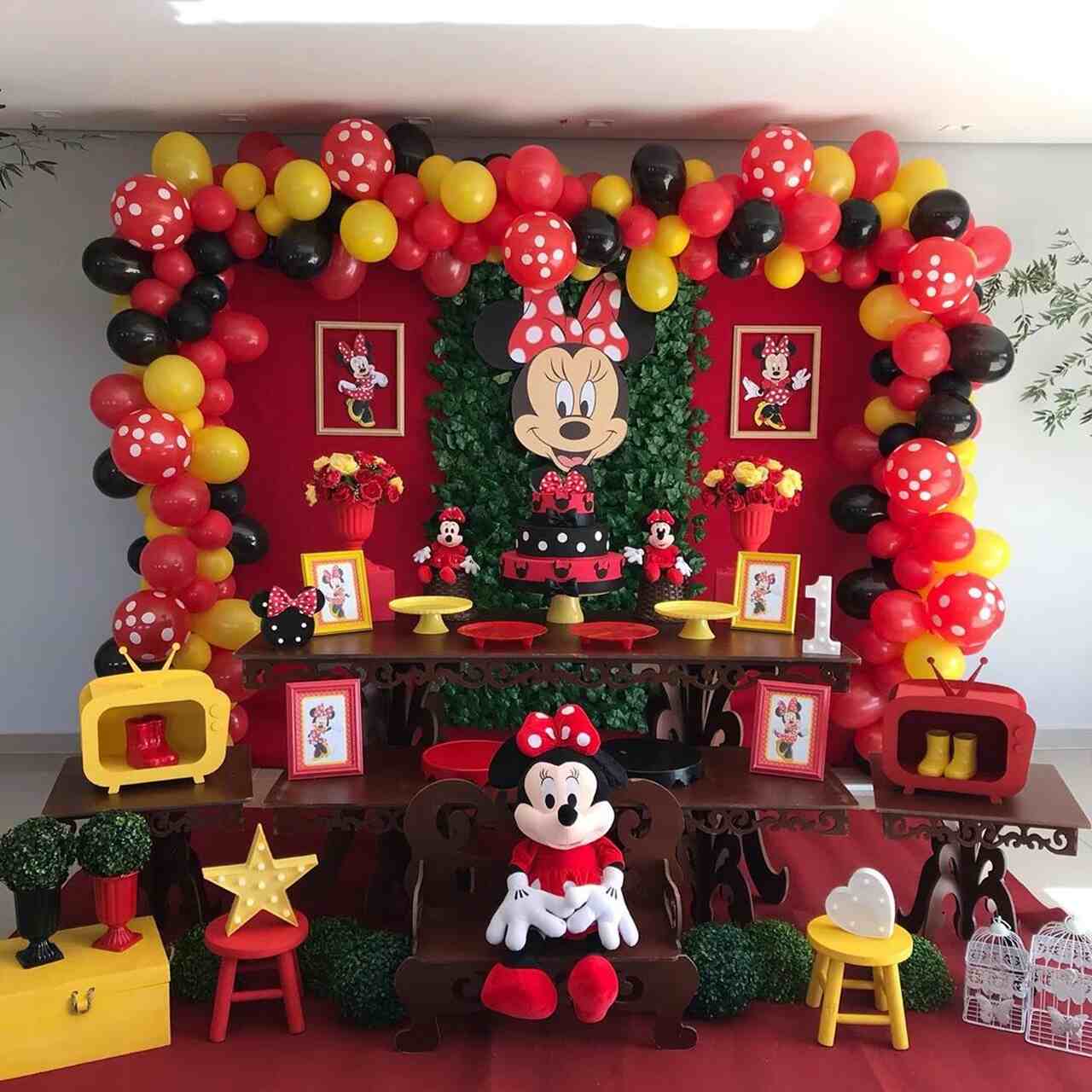 como fazer centro de mesa minnie eva