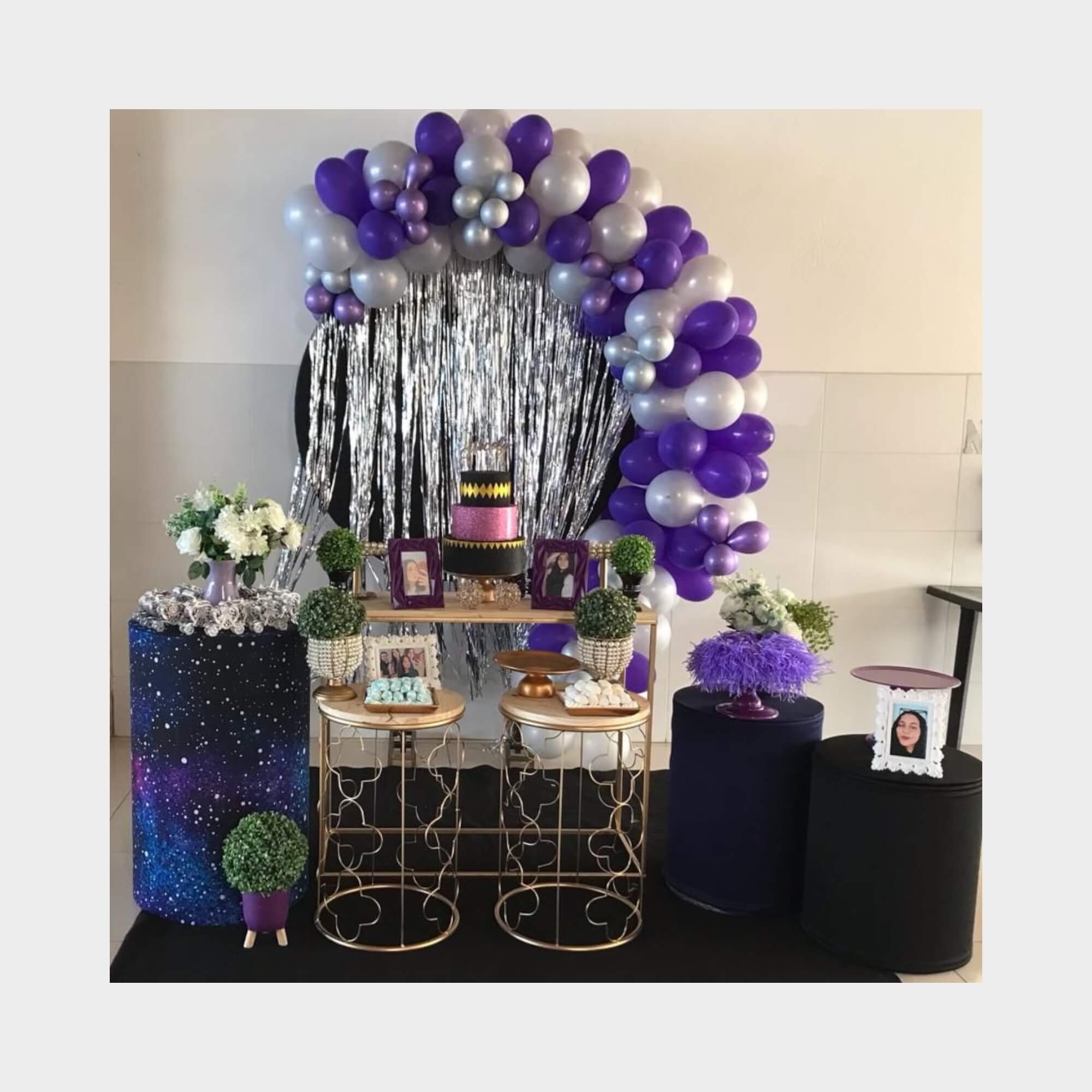erros comuns decoração festa roxo e preto simples
