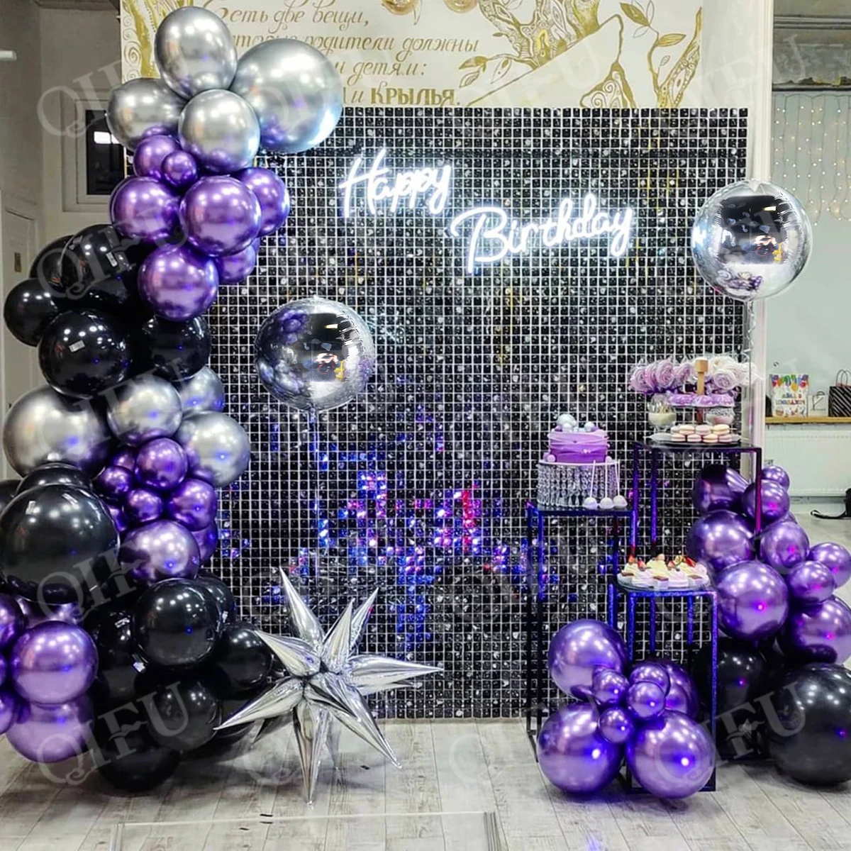como fazer decoração aniversário roxo e preto barata