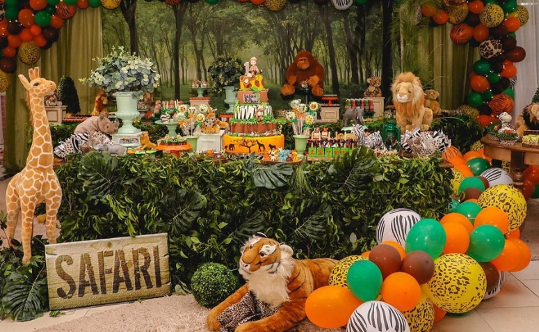 ideias decoração safari chic para festa infantil