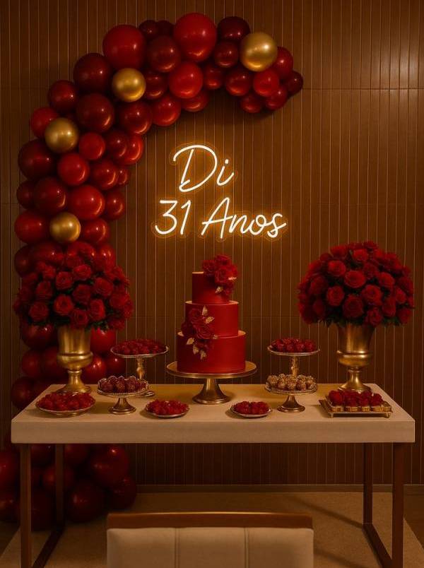 decoração aniversário vermelho e branco econômica