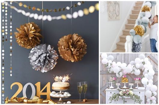 decoração de ano novo com papel crepom