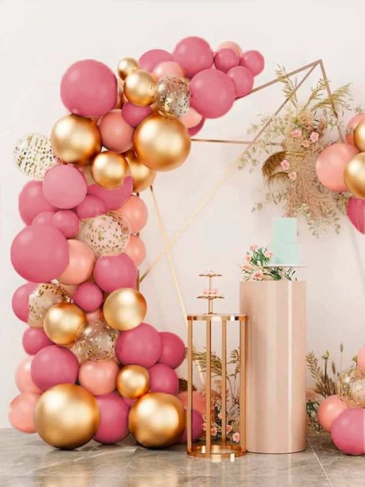 ideias criativas decoração balão rosa dourado