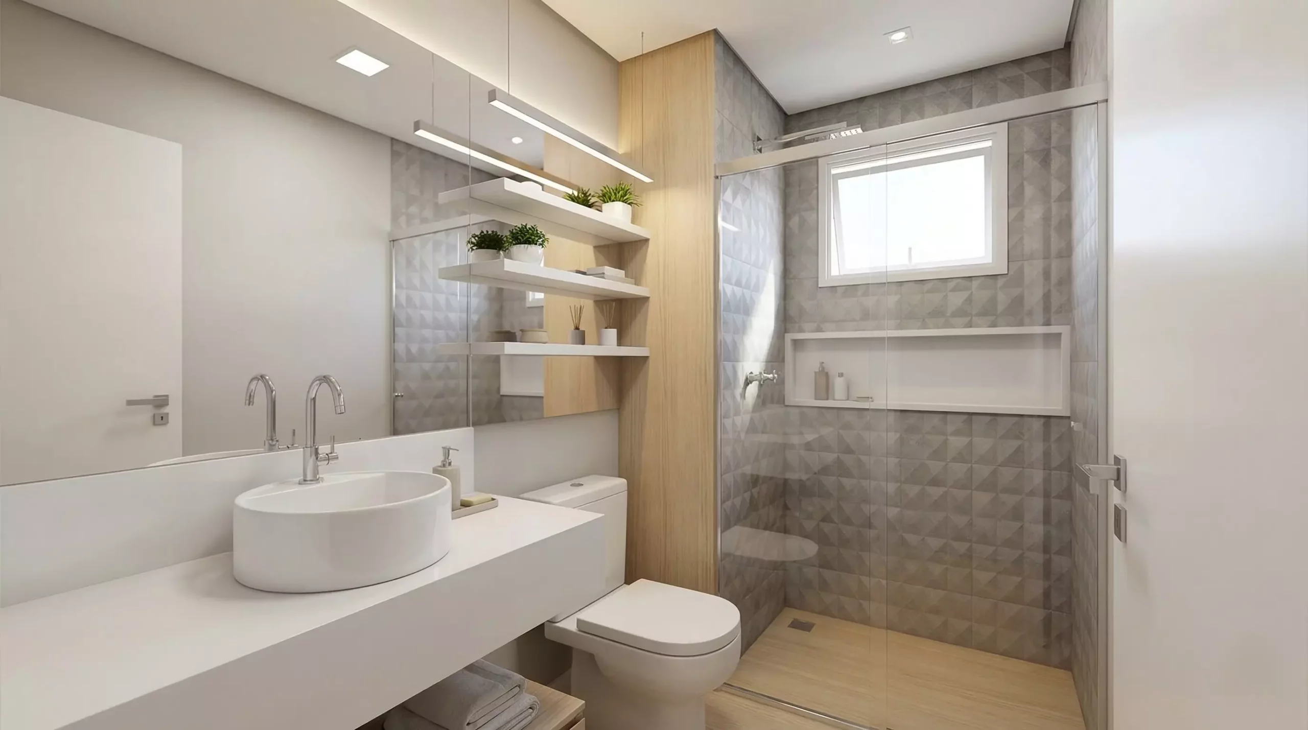 5 Ideias para um Banheiro Moderno e Funcional
Como Transformar seu Banheiro em um Santuário de Autocuidado
Tendências de Cores e Revestimentos para Banheiros Modernos
Soluções Inteligentes para Banheiros Pequenos e Modernos
Iluminação e Metais: Os Detalhes que Definem um Banheiro Moderno