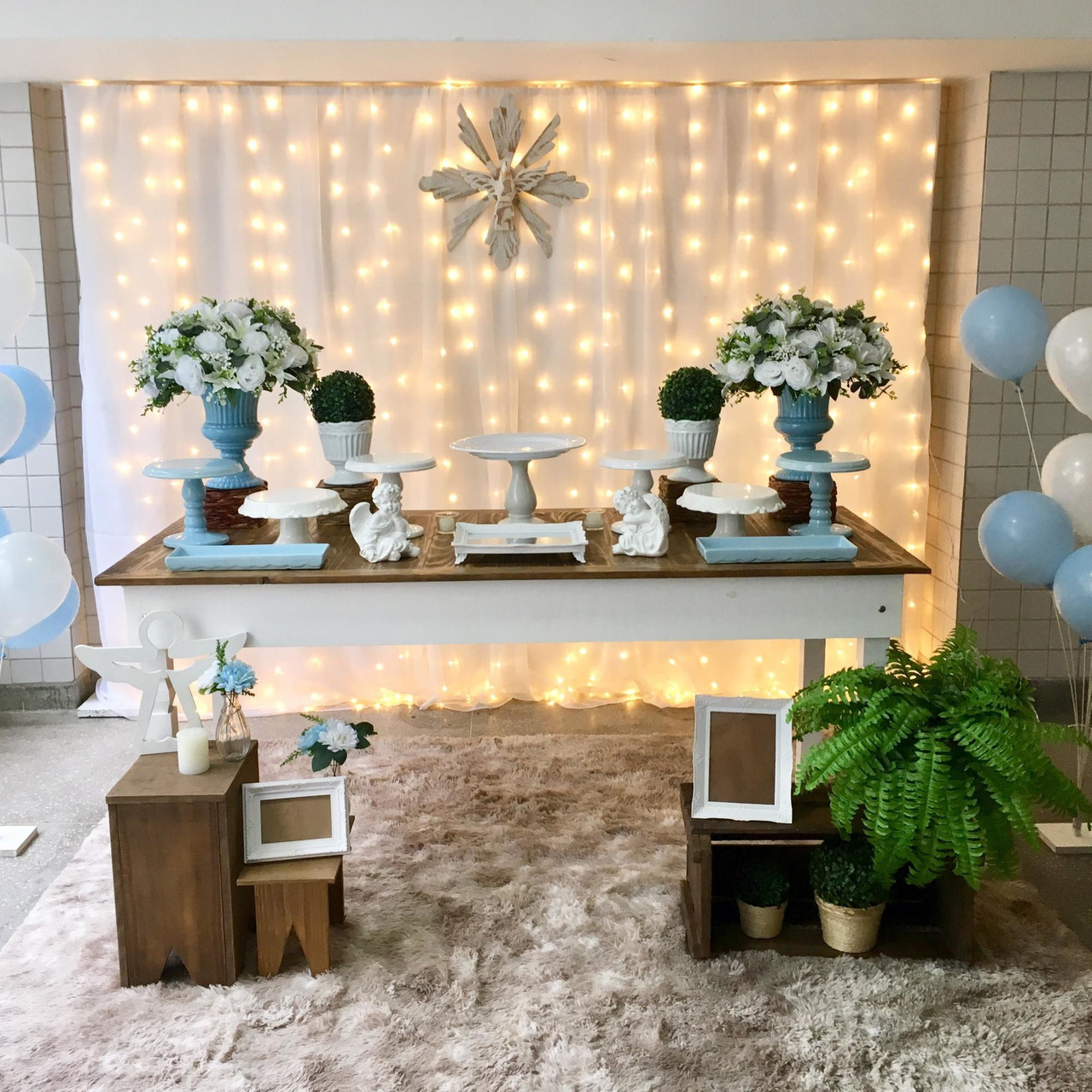 decoração de batismo simples