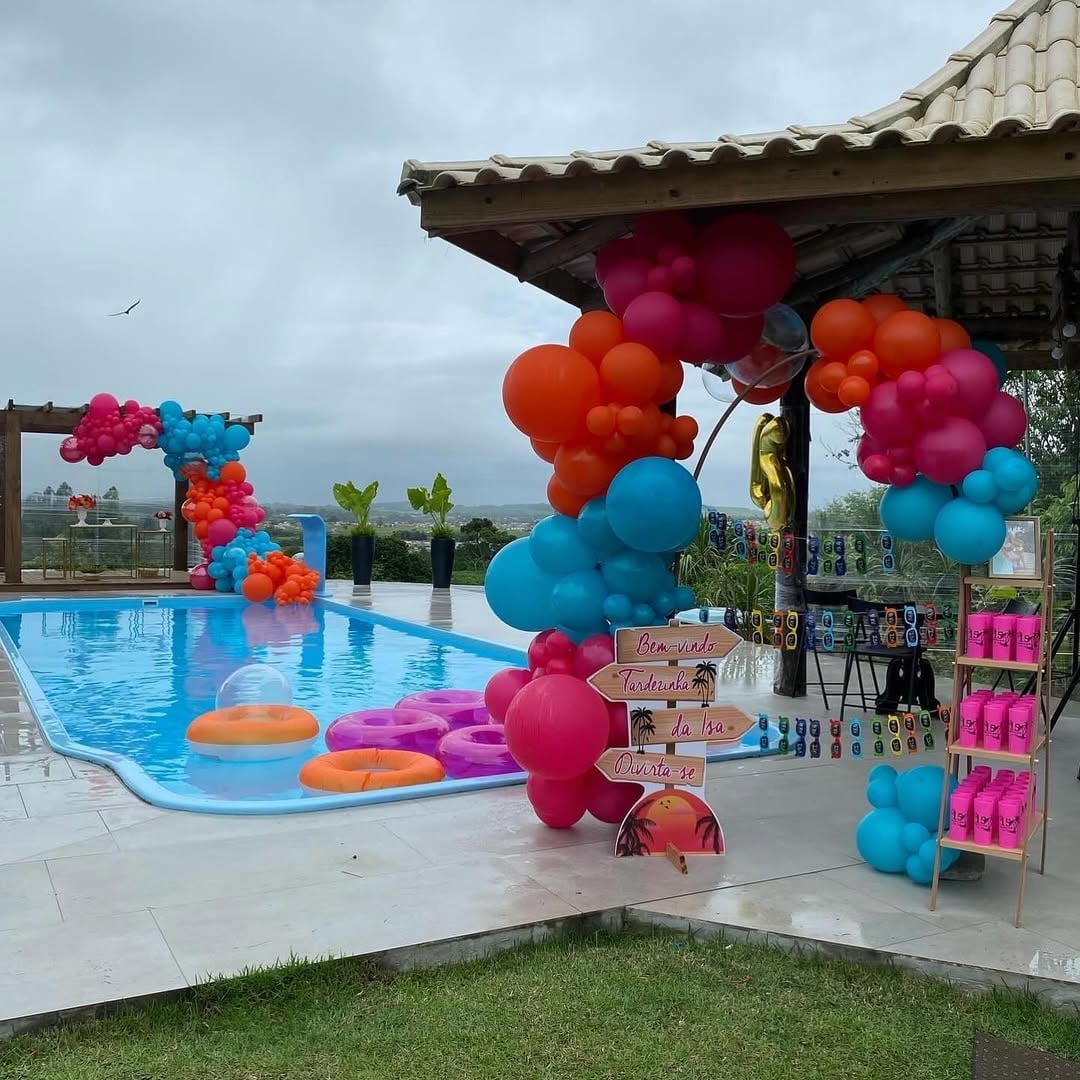 ideias criativas decoração bexiga piscina