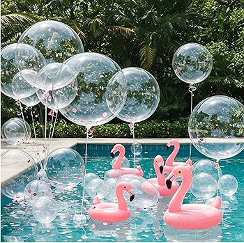 fixar balões na piscina com contrapeso