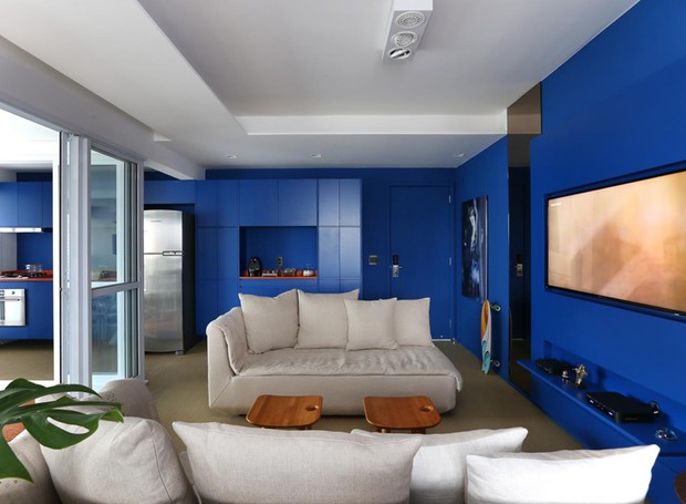 ideias de decoração azul para sala de estar