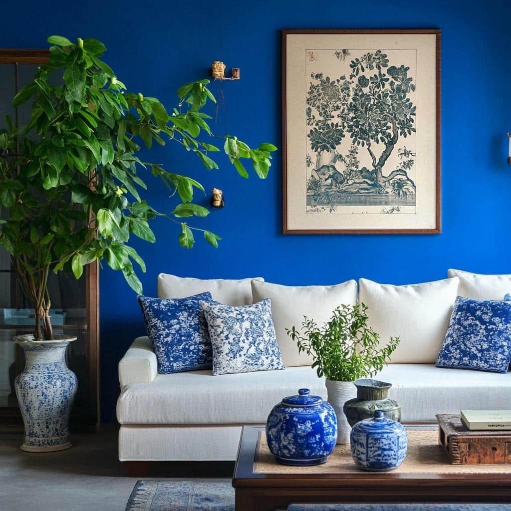 ideias de decoração azul para sala de estar