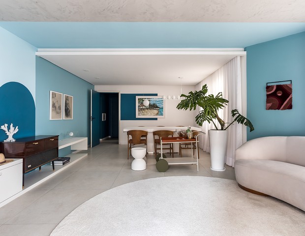 ideias de decoração azul para sala de estar