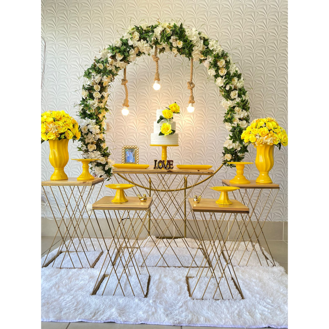 decoração de casamento amarelo e branco rustico