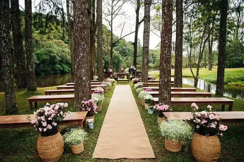 decoração de casamento ao ar livre simples e barato