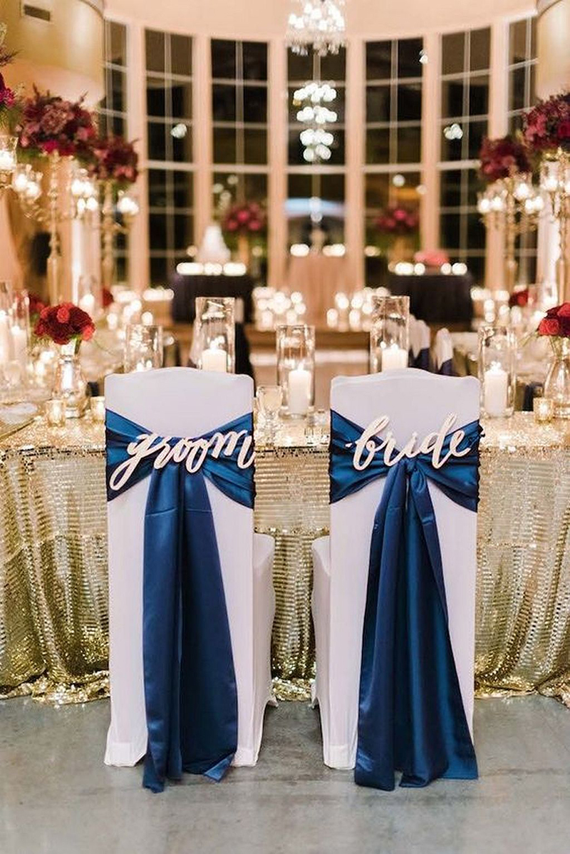 decoração de casamento azul royal e branco
