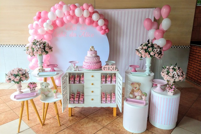 decoração de cha de bebe feminino