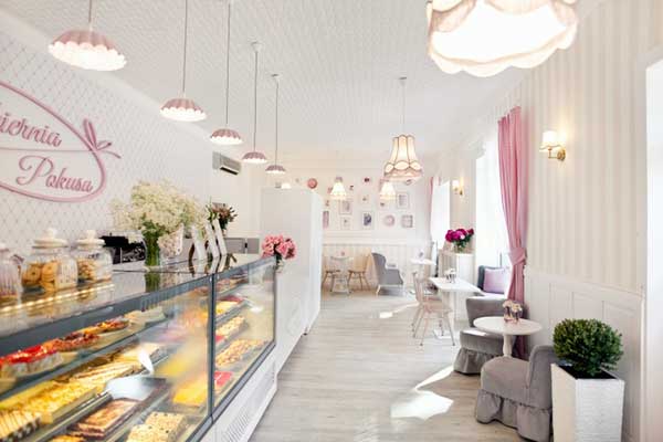 decoração de confeitaria pequena simples