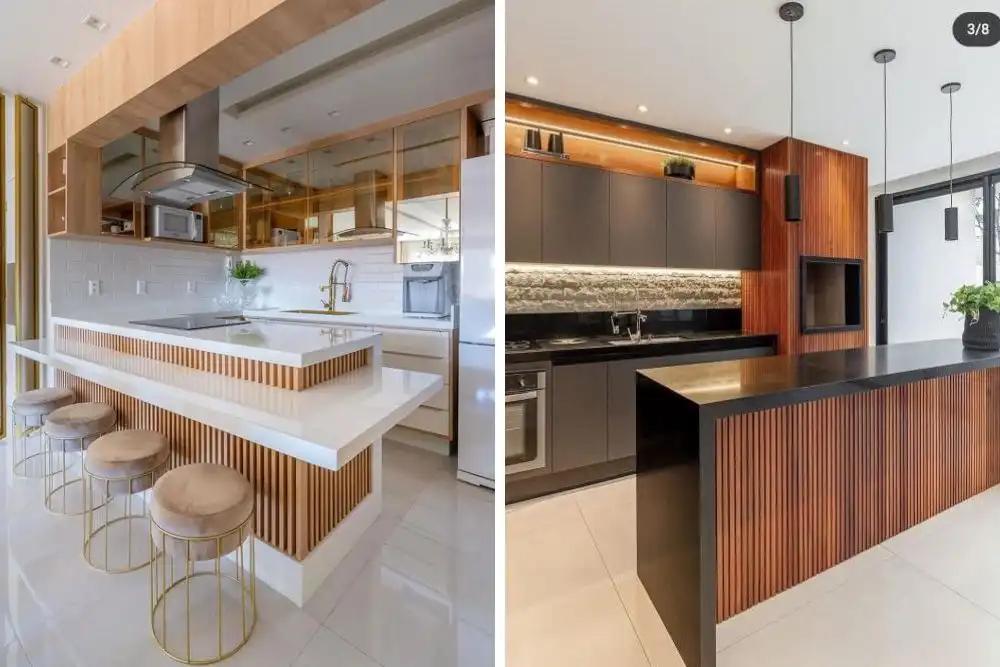ideias de decoração de cozinha com balcão moderno