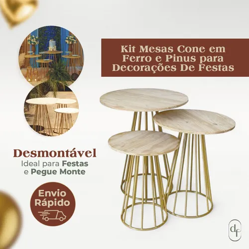 ideias criativas decoração festa trio mesas redondas