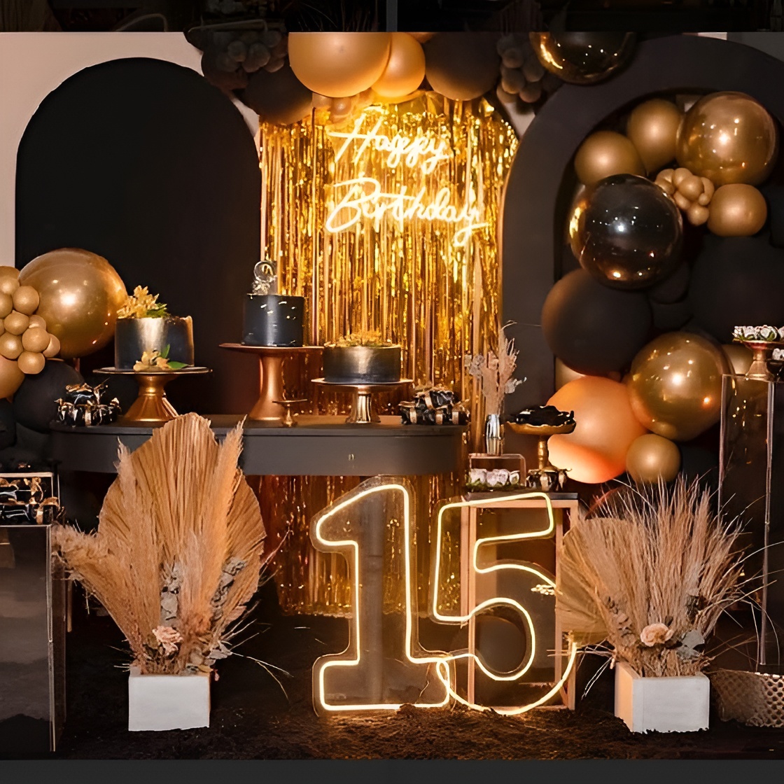 ideias criativas decoração festa marrom e dourado