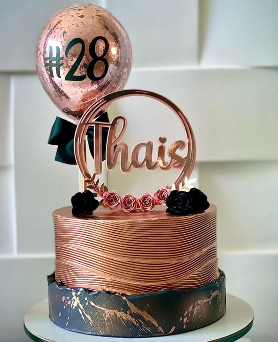 ideias decoração festa rose gold dourado simples