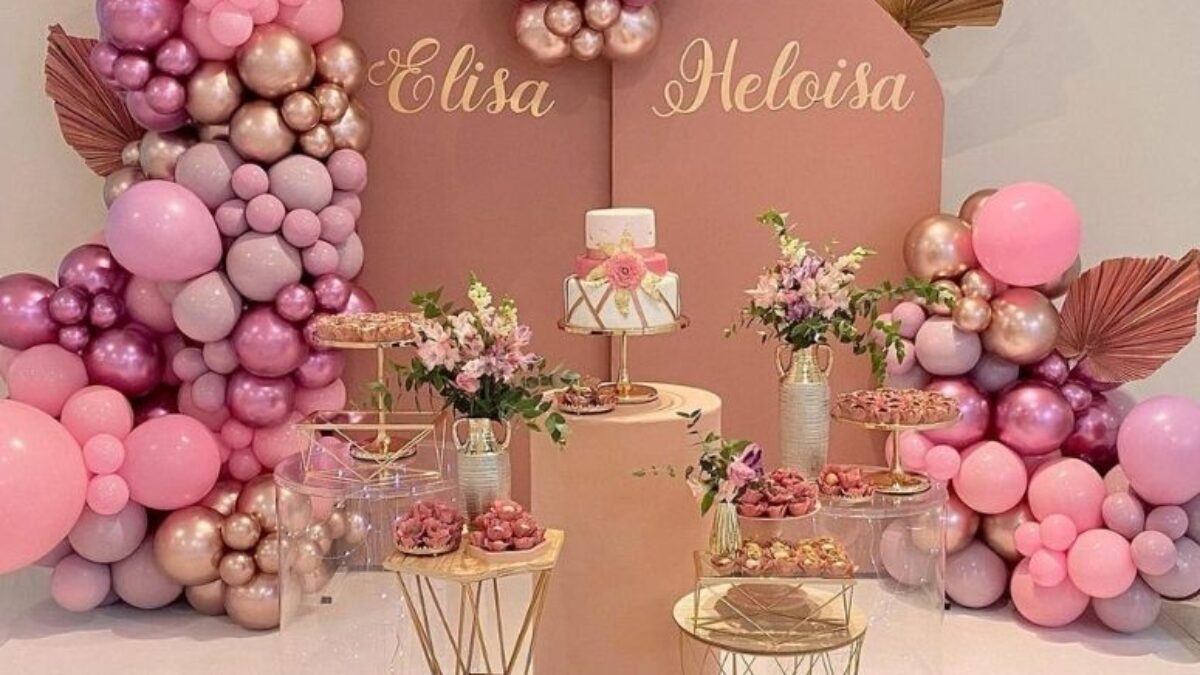 decoração festa rose gold ou dourado qual combina mais