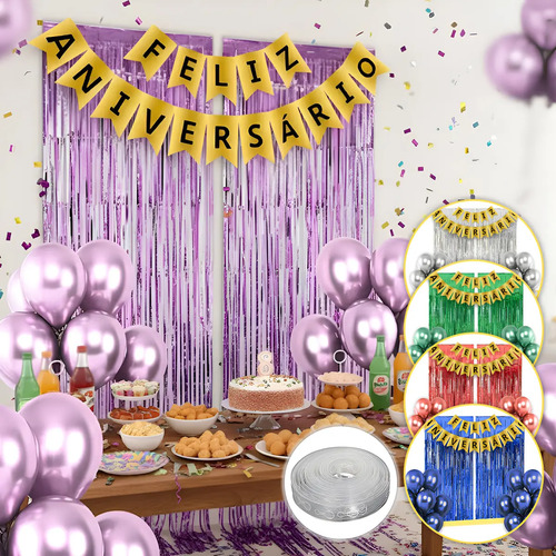 decoração de festa roxa