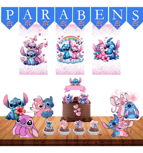 decoração de festa stitch e angel