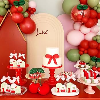 decoração de festa tema cereja