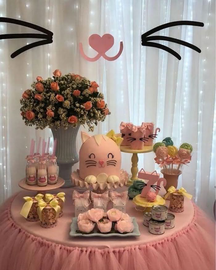ideias criativas decoração festa gatinho simples
