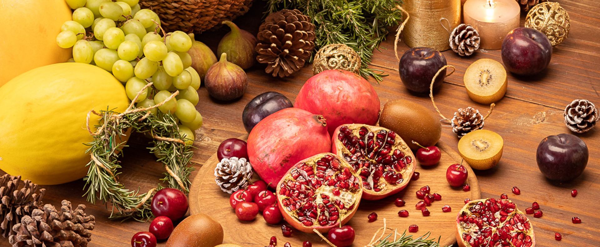 cores e cortes para decoração de frutas natalinas
