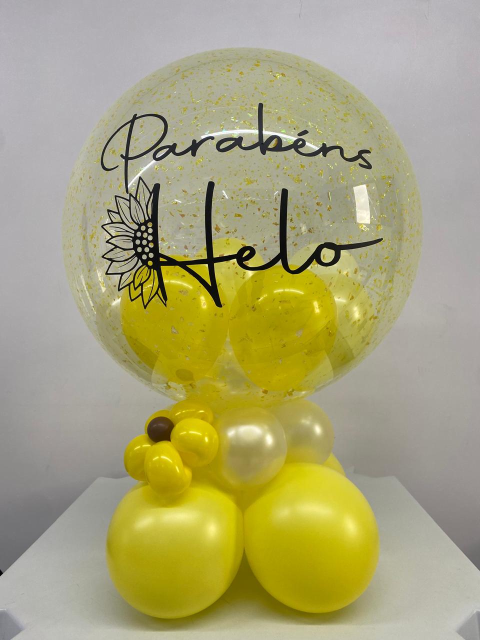 decoração de girassol com balão