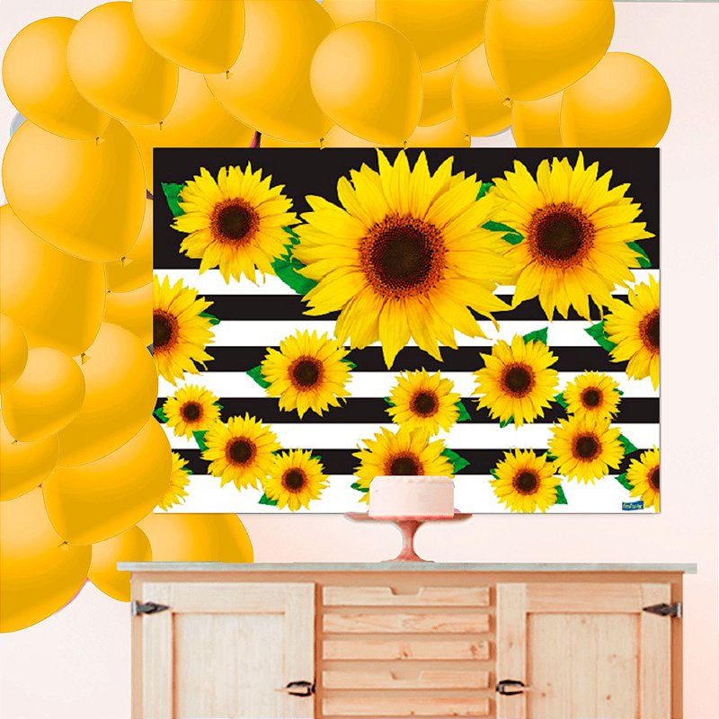 decoração de girassol com balão