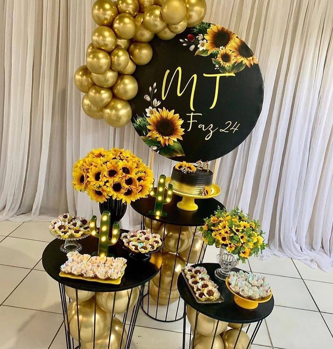 decoração de girassol com balão