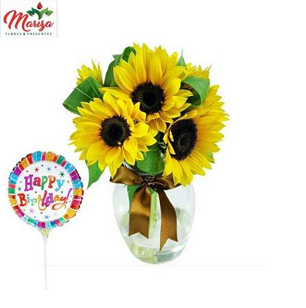 decoração de girassol com balão