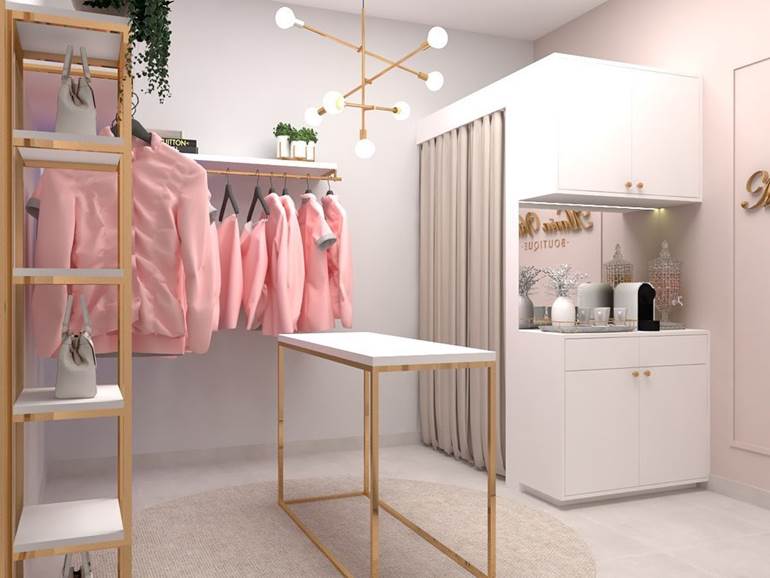 decoração de loja de roupa pequena e simples
