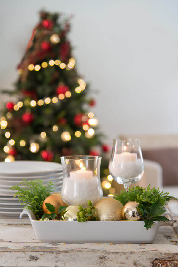decoração de mesa de natal simples