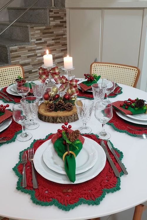 decoração de mesa de natal simples