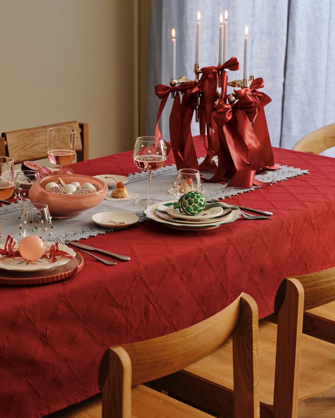 decoração de mesa de natal simples