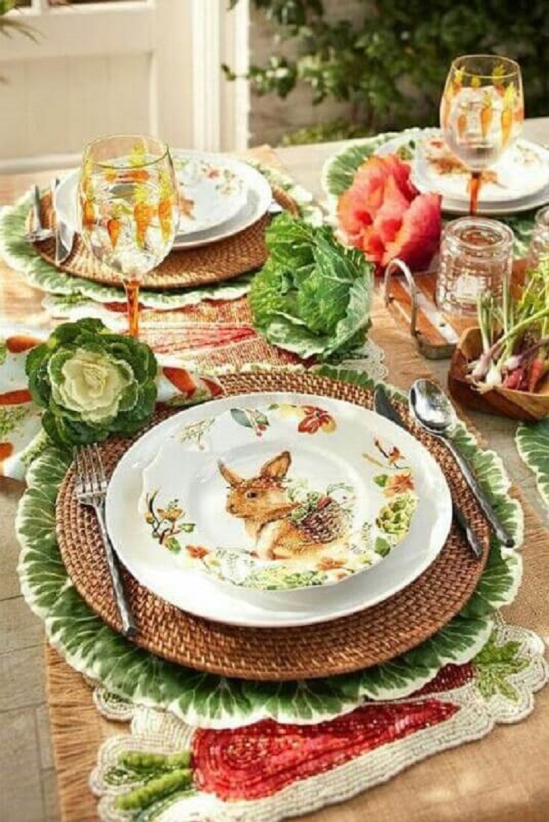 decoração de mesa de páscoa simples