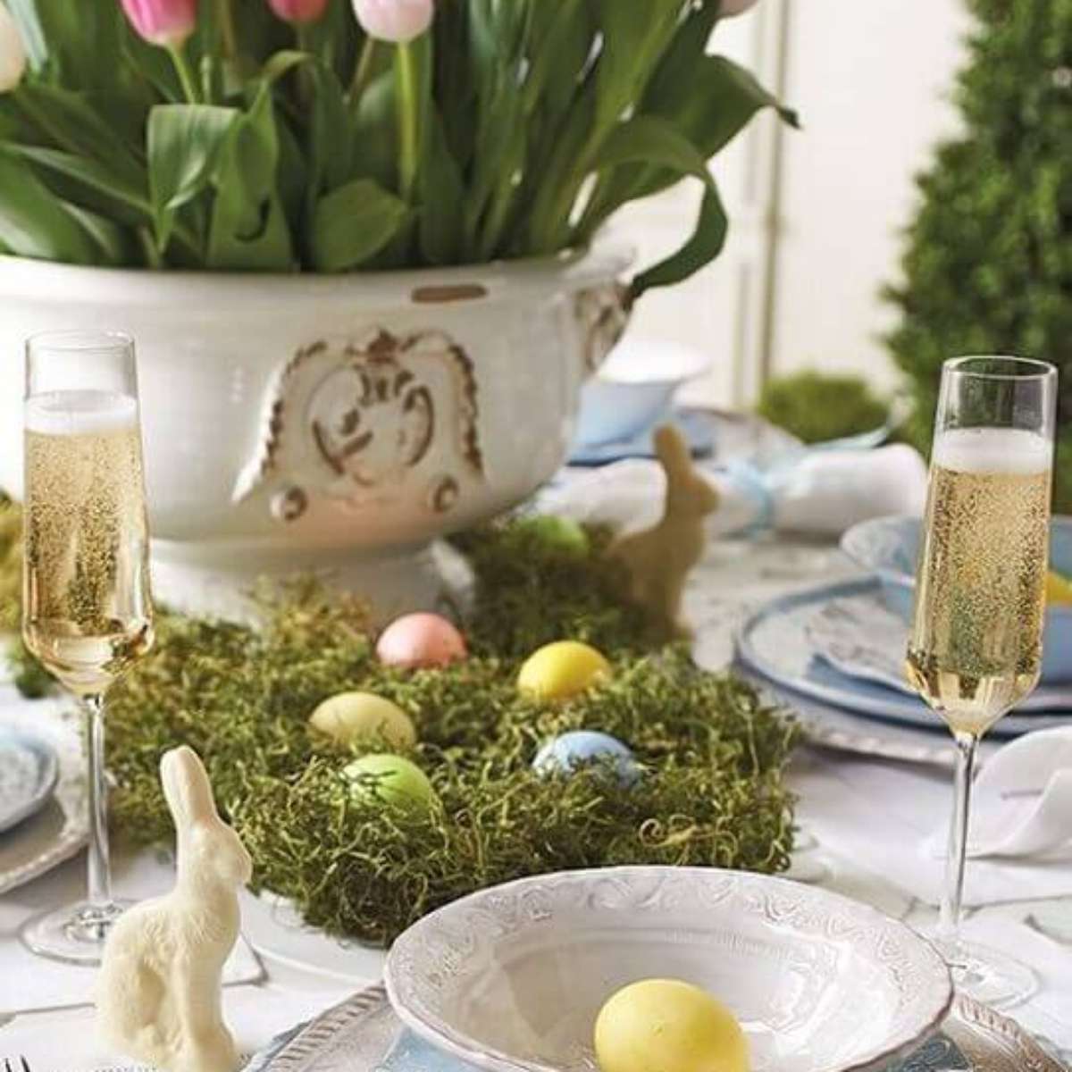 decoração de mesa de páscoa simples