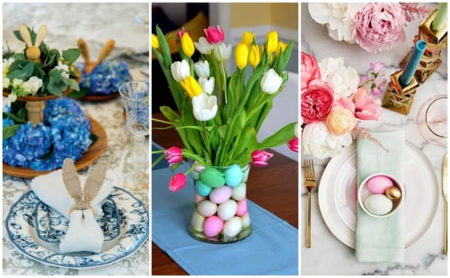 decoração de mesa de páscoa simples
