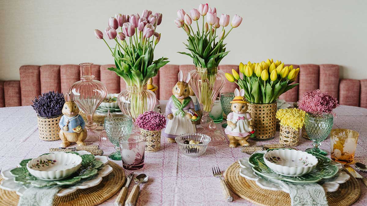 decoração de mesa de páscoa simples