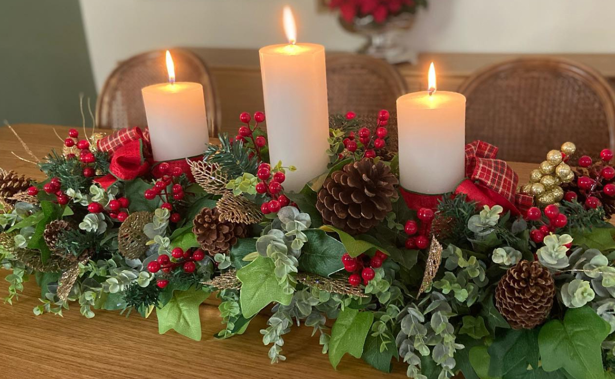 decoração de natal centro de mesa