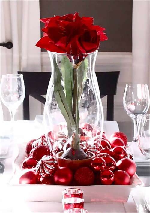 arranjo natalino vaso tubo vidro bolas led