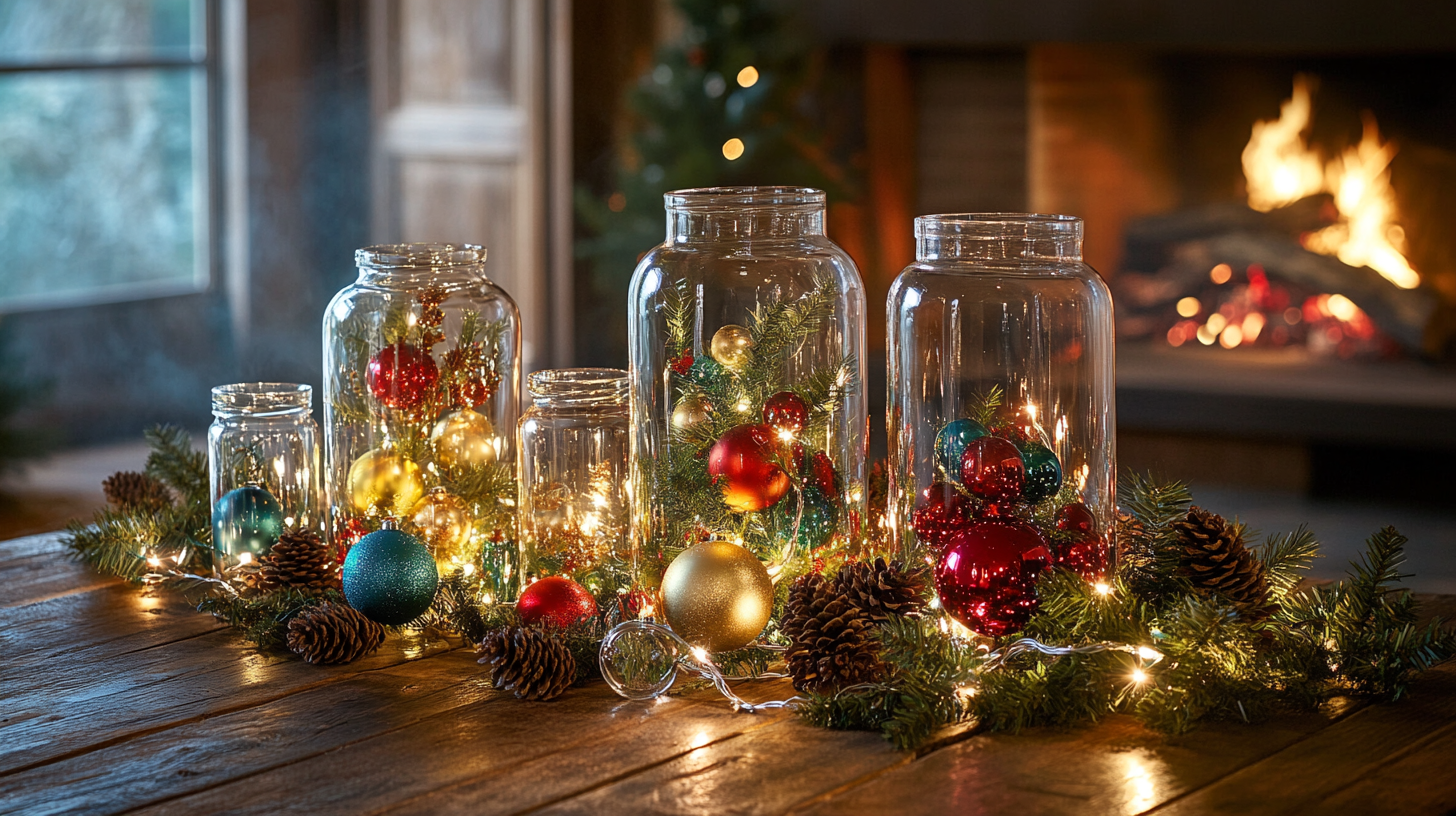 decoração de natal com vidro e bolas