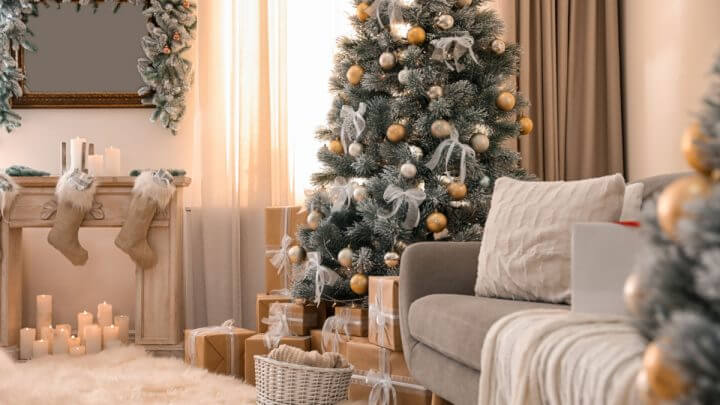 decoração de natal prata e dourado