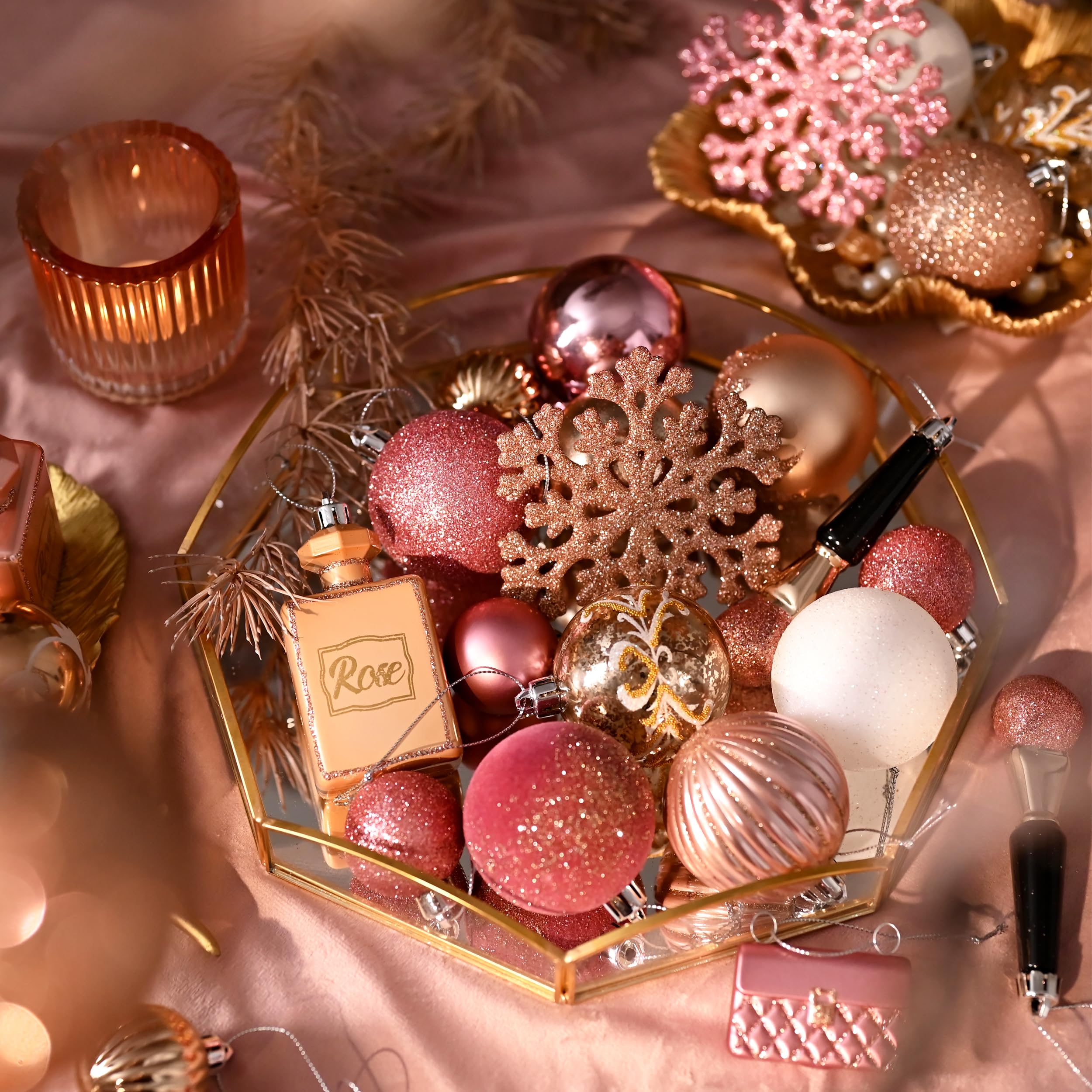 decoração de natal rose gold
