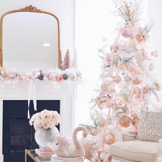 decoração de natal rose gold