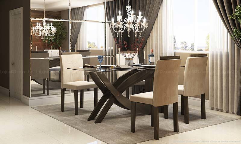 decoração de parede de sala de jantar com espelho